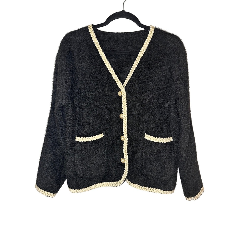 Black Fuzzy Knit‎ Cardigan